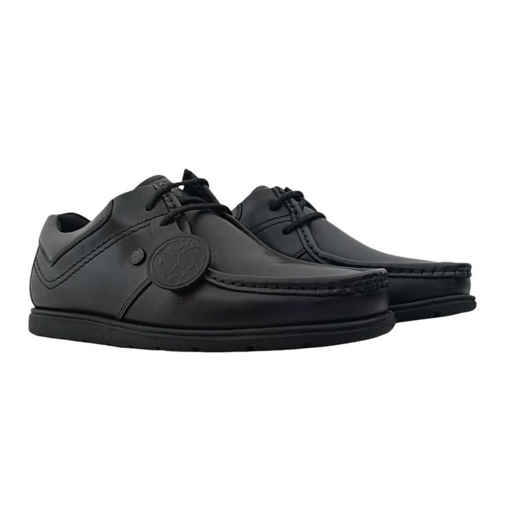 Pretty Green Mens Leather Work Flat Shoes / Black